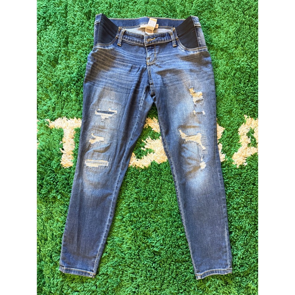 Liz‎ Lange Maternity Skinny Jeans Womens 6 Blue Excellent Distressed Ankle Denim